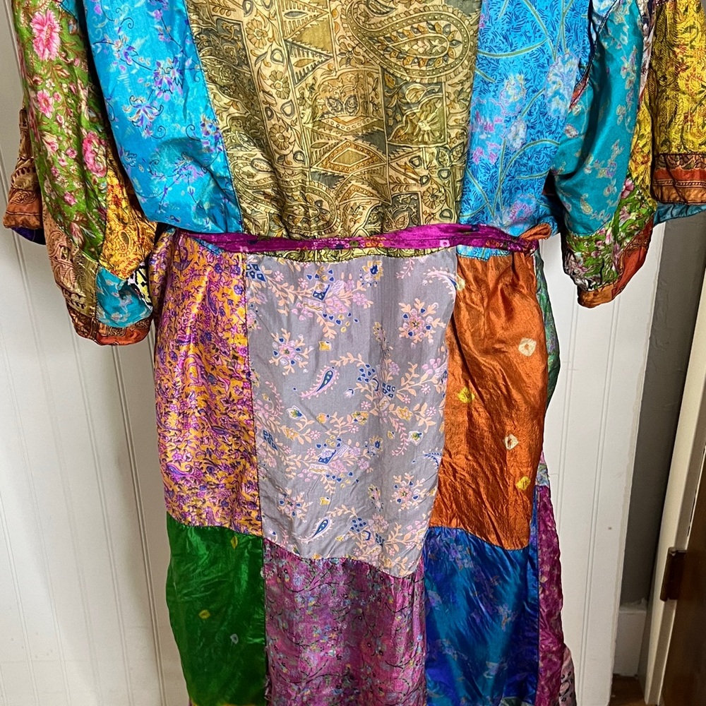 Sacred Threads Vibrant Patchwork Robe - image 8
